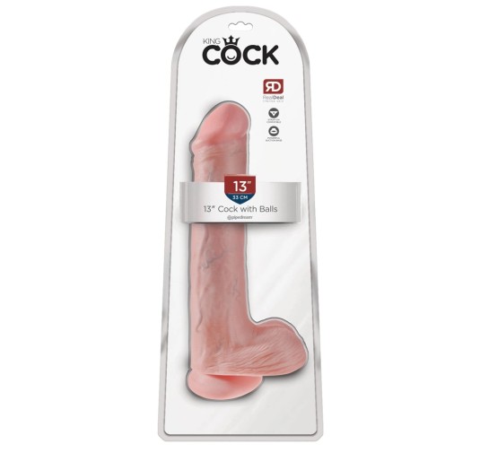 King Cock - Realistyczne Duże Dildo Z Przyssawką 33 CM Jasny Kolor Skóry